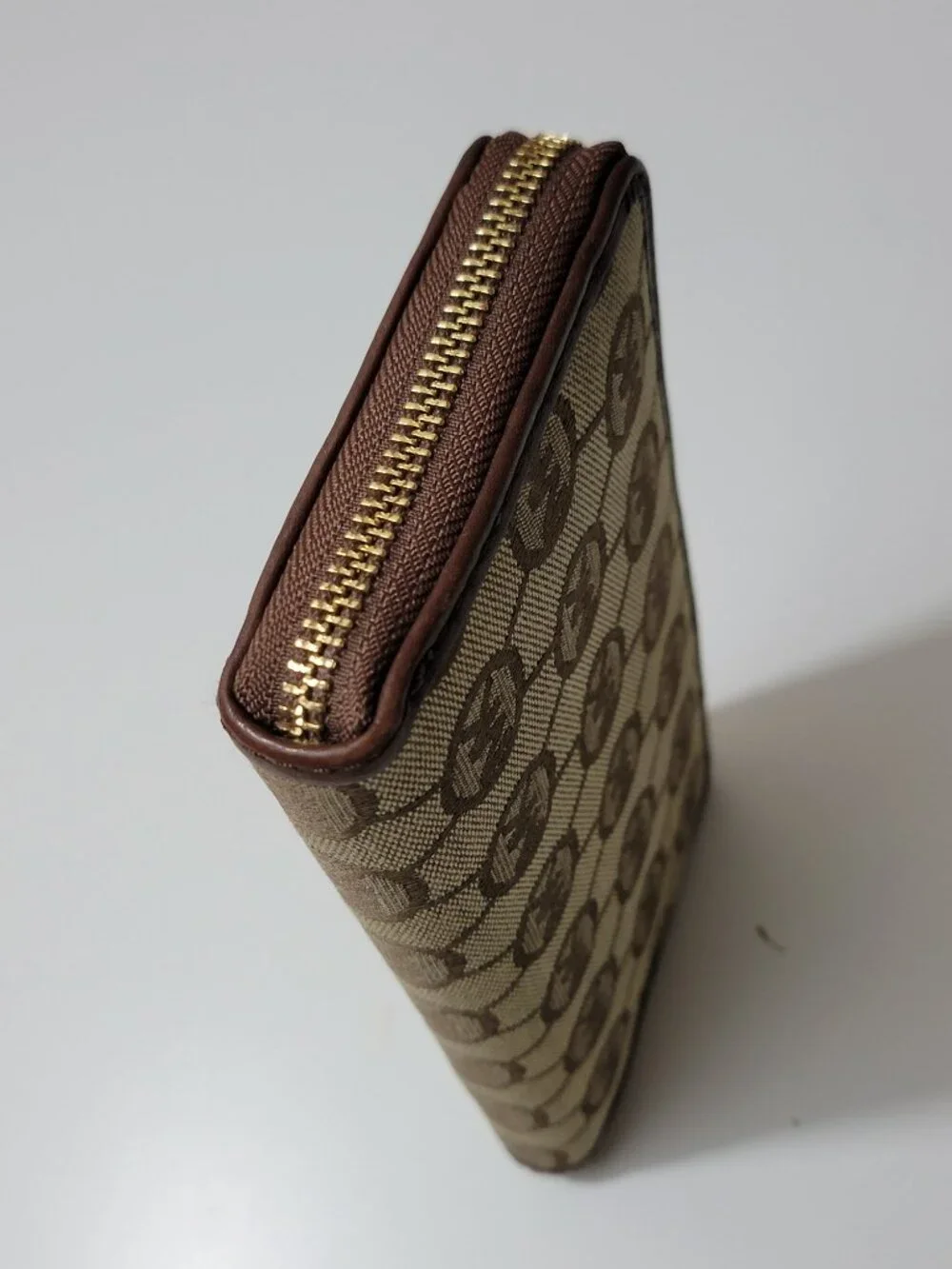Michael Kors Jet Set Monogram Jacquard Zip Around Continental Wallet Beige Brown